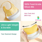 KidDough Silicone Baby Bib for Feeding & Weaning Babies & Toddlers | Waterproof, Washable & Reusable | Easy Cleaning, Lightweight, Adjustable Neckline with Buttons, Mess-Free Bib