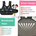 KidDough Baby Safety Belt for Two Wheeler Bike/Scooty | Harness Safety Belt for Kids Safety | Strong Buckles with Adjustable Straps and Double Stiching for Extra Safety (With Storage (Black))