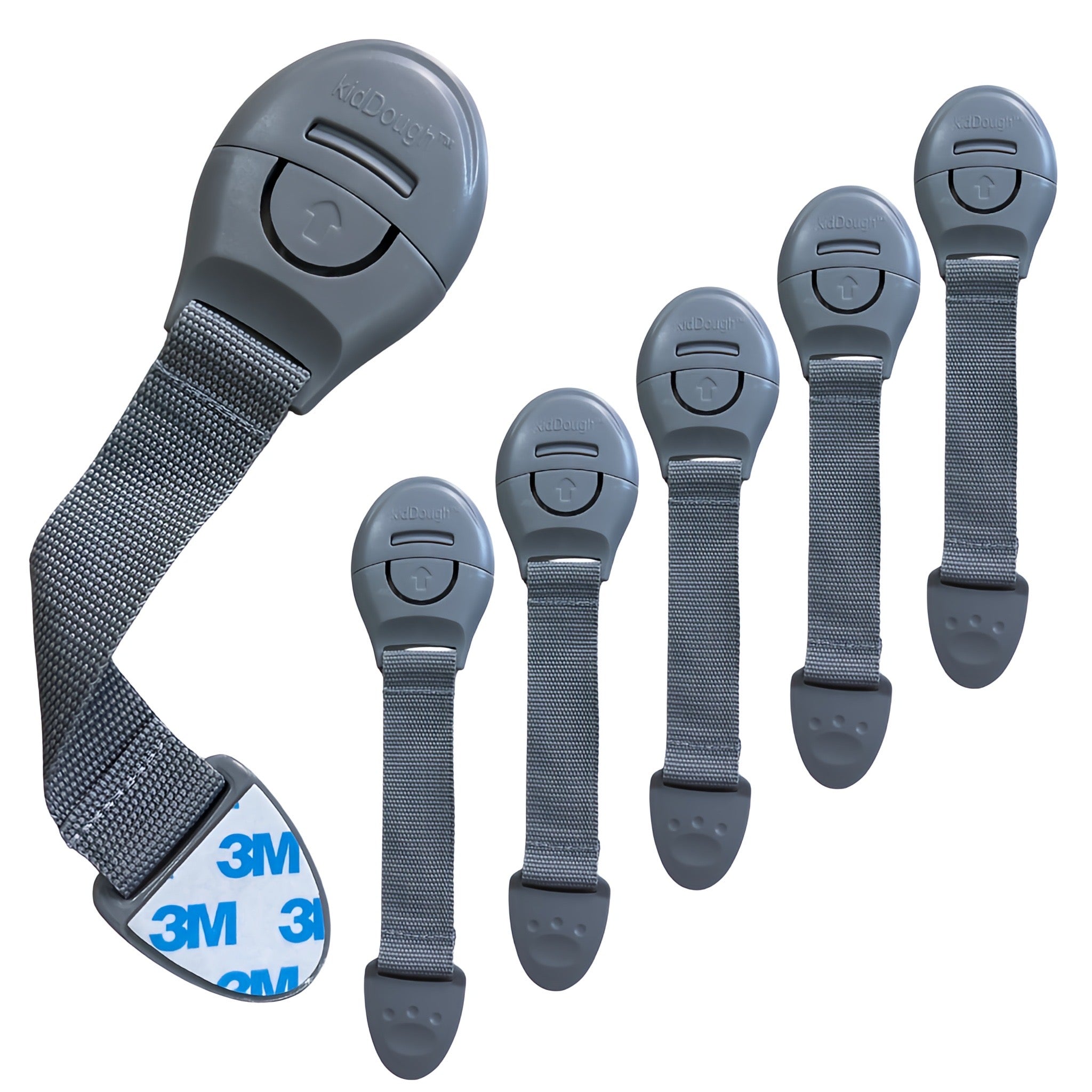 KidDough Furniture Safety Locks for Kids, Child Safety Locks for Drawers, Cabinets, Fridge, Cupboard Lock, Baby Proofing Product, Strong and Adhesive Safety Locks (Grey, 6 Grey Locks) Main image
