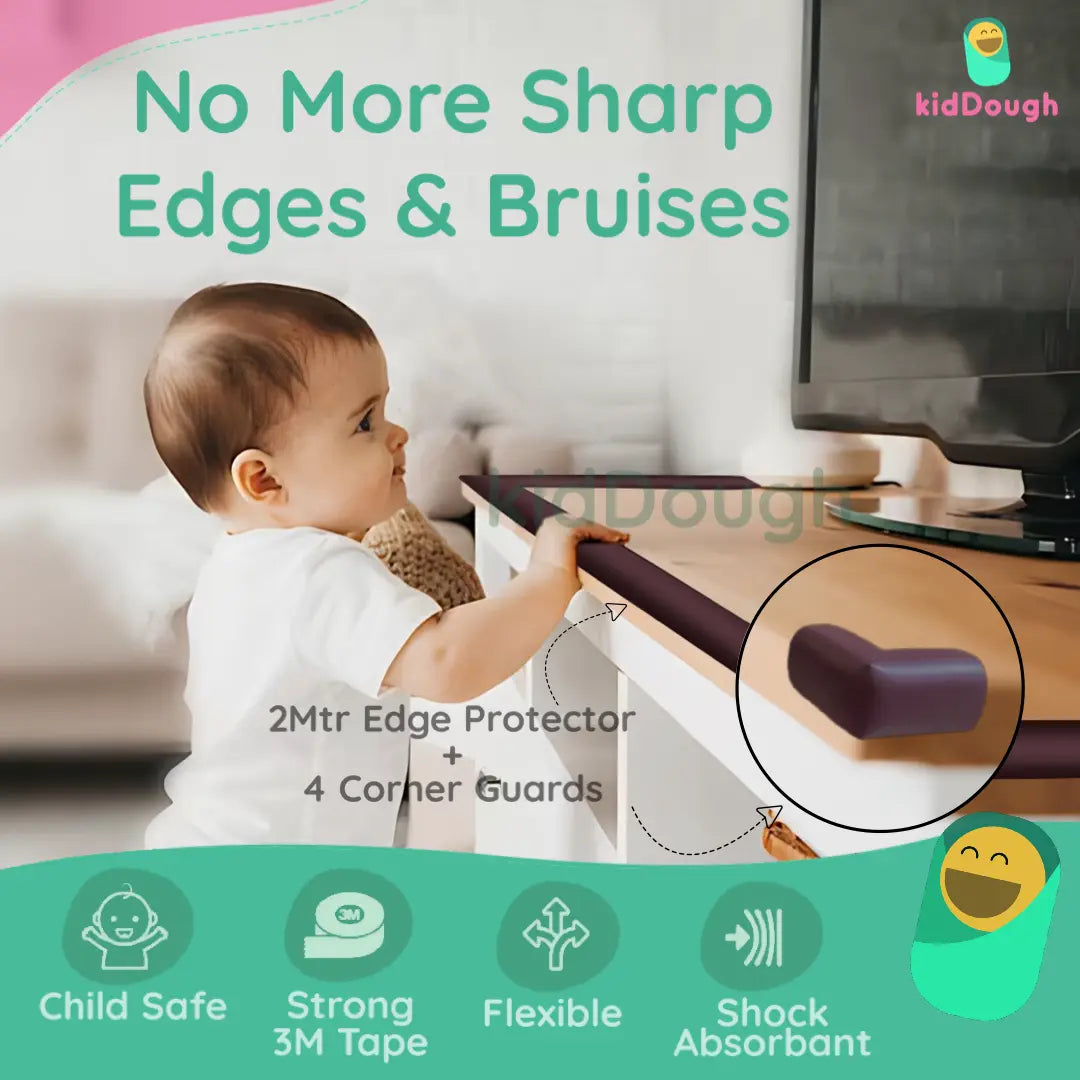 Kiddough Baby Proofing Extra Thick Safety Strip, Furniture Edge and Corner Protector - 2 Mtrs