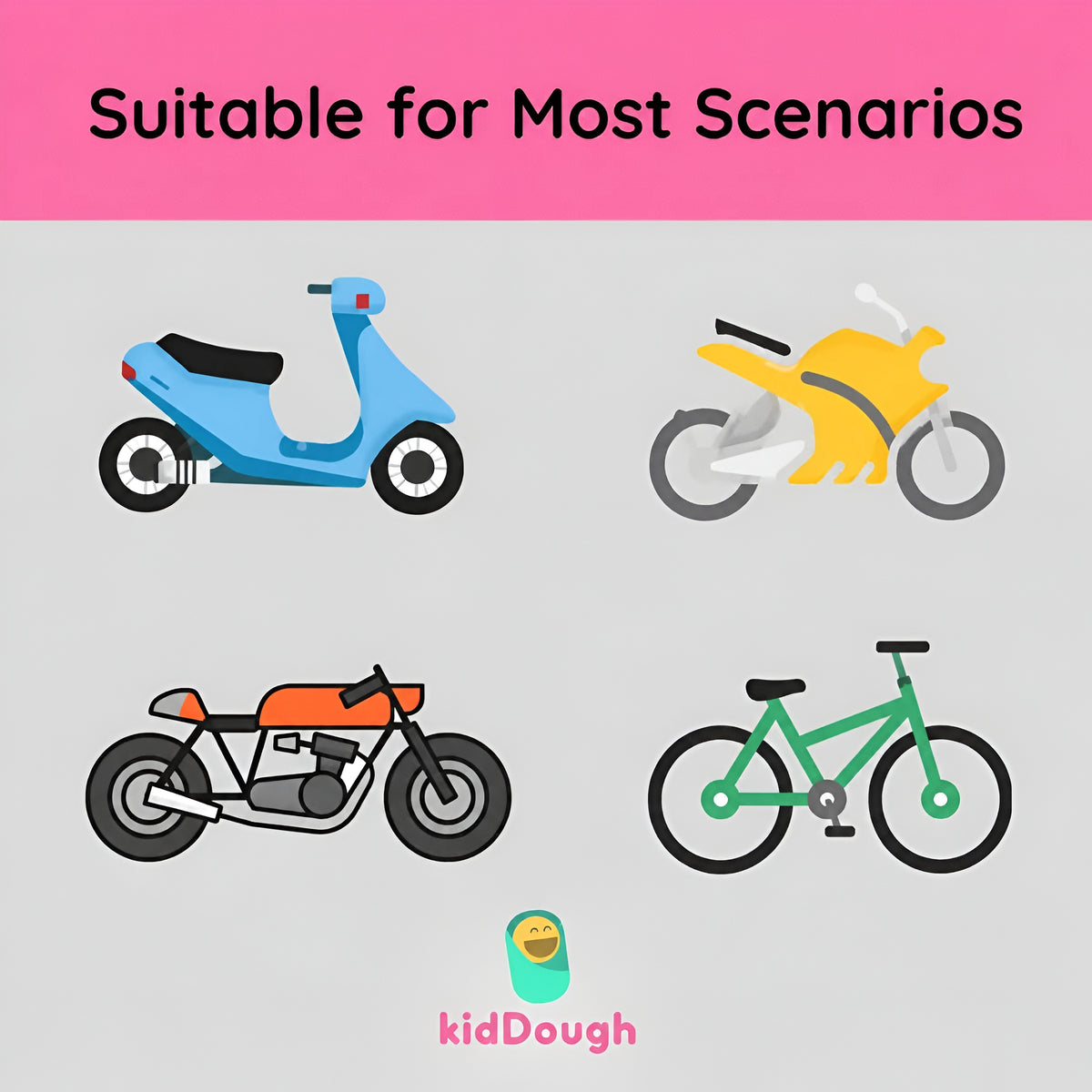 Kiddough Baby Safety Belt for Kids | Two Wheeler Bike/Scooty Belt for Kids Safety, Child Harness Safety Belt with Adjustable Baby Carrier for Toddlers & Baby (Printed Red)
