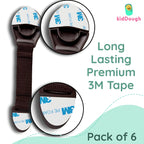 Kiddough Furniture Safety Locks for Kids - Pack of 6, Brown