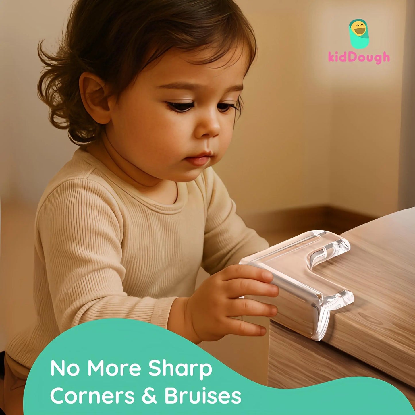 KidDough Corner Protector for Furniture, Table Edge Guards, L Shape, 10 Pack, Baby Safety Corner Cushions