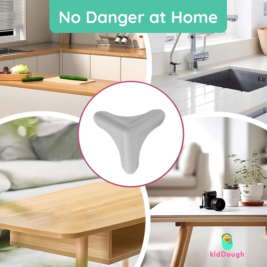 KidDough Corner Guards for Baby Safety, Soft Silicon Table Edge Protectors, Very Soft, 4Pcs/Pack