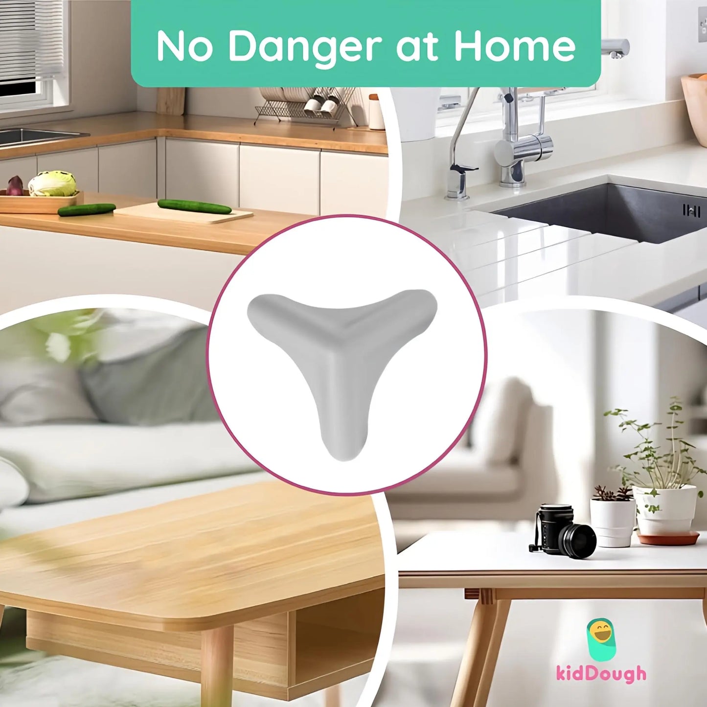 KidDough Corner Guards for Baby Safety, Soft Silicon Table Edge Protectors, Very Soft, 4Pcs/Pack