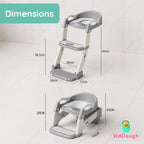 KidDough Potty Training Seat with Ladder, Splash Guard, Handle and Cushion Seat, Polypropylene, Grey, Modern Style, for Kids (Potty Seat 3in 1, Grey)