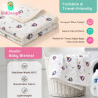 KidDough 100% Cotton Muslin Baby Blanket – Hot Air Balloon Print, 105 × 105 cm