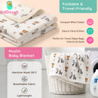 KidDough Ultra-Soft Muslin Baby Blanket for All-Seasons | Soft, Breathable, Lightweight Baby Quilt, Receiving Blanket, Bath Towel, Stroller Cover | 105x105cm for 0-2 Years (Giraffe)