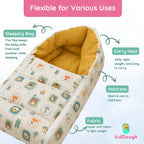 Kiddough Sleeping Bag for Infant | Soft Breathable 100% Cotton Baby Carrier for New Born/Foldable & Washable Unisex Baby Sleeping Bag (Off-White) 0 Months- 12 Months