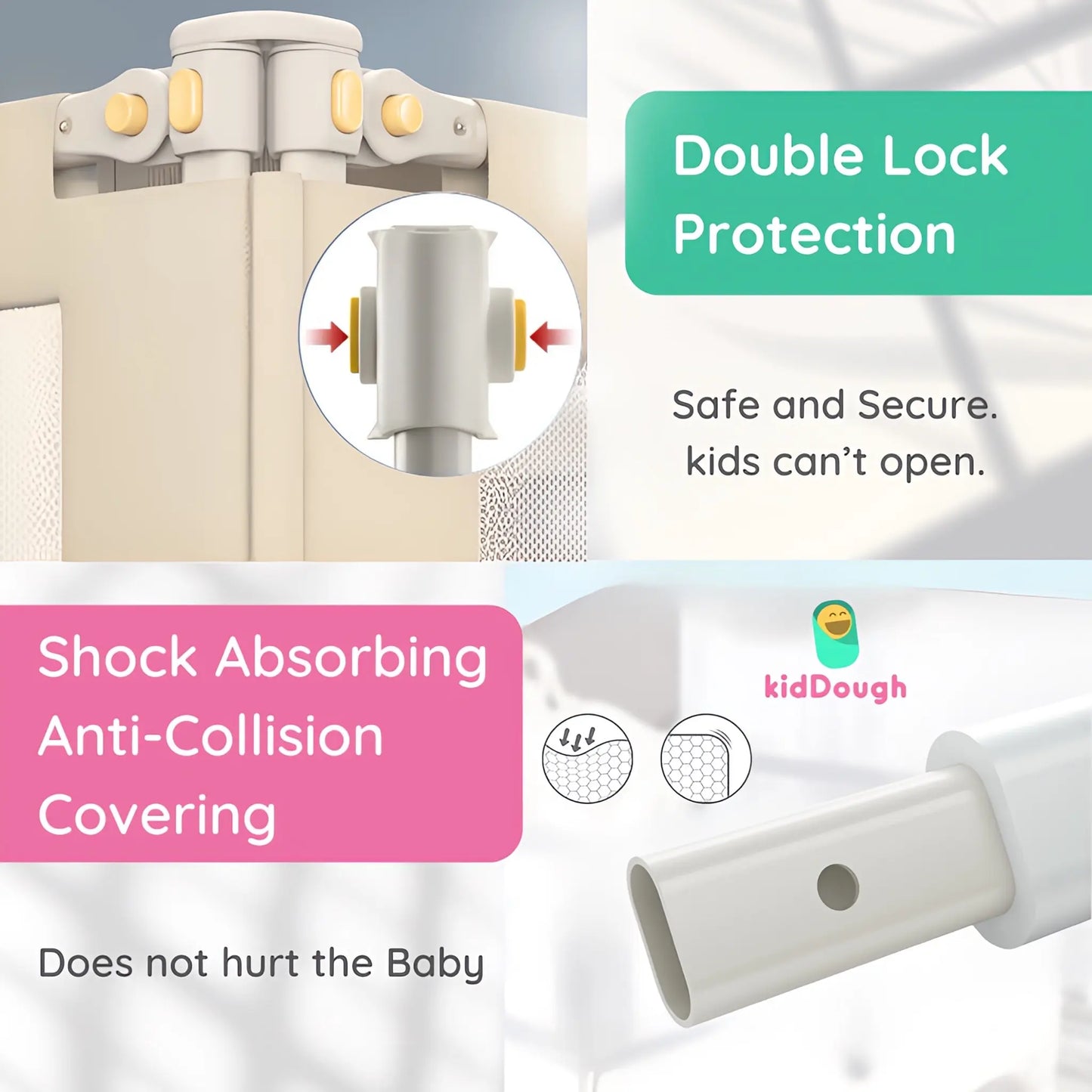 Kiddough Bed Railing for Baby Safety (5ft, One Side, Off-White)