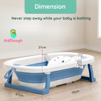 Kiddough Baby Bathtub, Foldable, Non Slip, Durable, Easy to Store and Use with Cushion (Blue (with Cushion))