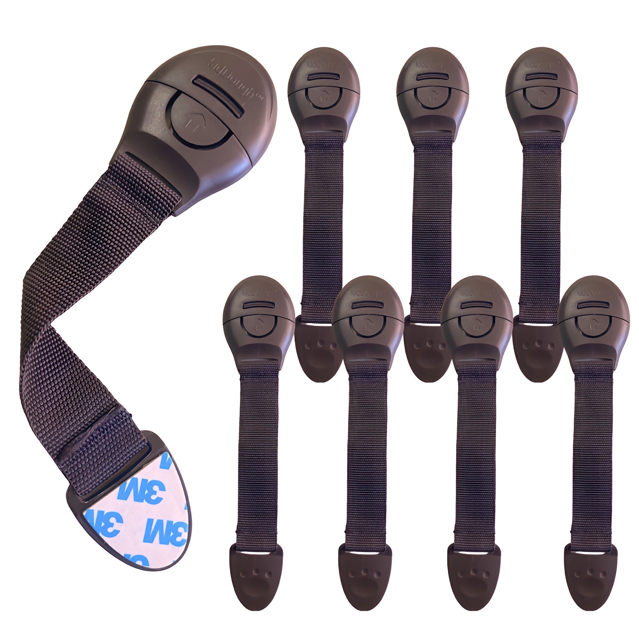 KidDough Furniture Safety Locks for Kids, Child Safety Locks for Drawers, Cabinets, Fridge, Cupboard Lock, Baby Proofing Product, Strong and Adhesive Safety Locks (Brown, 8 Brown Locks)