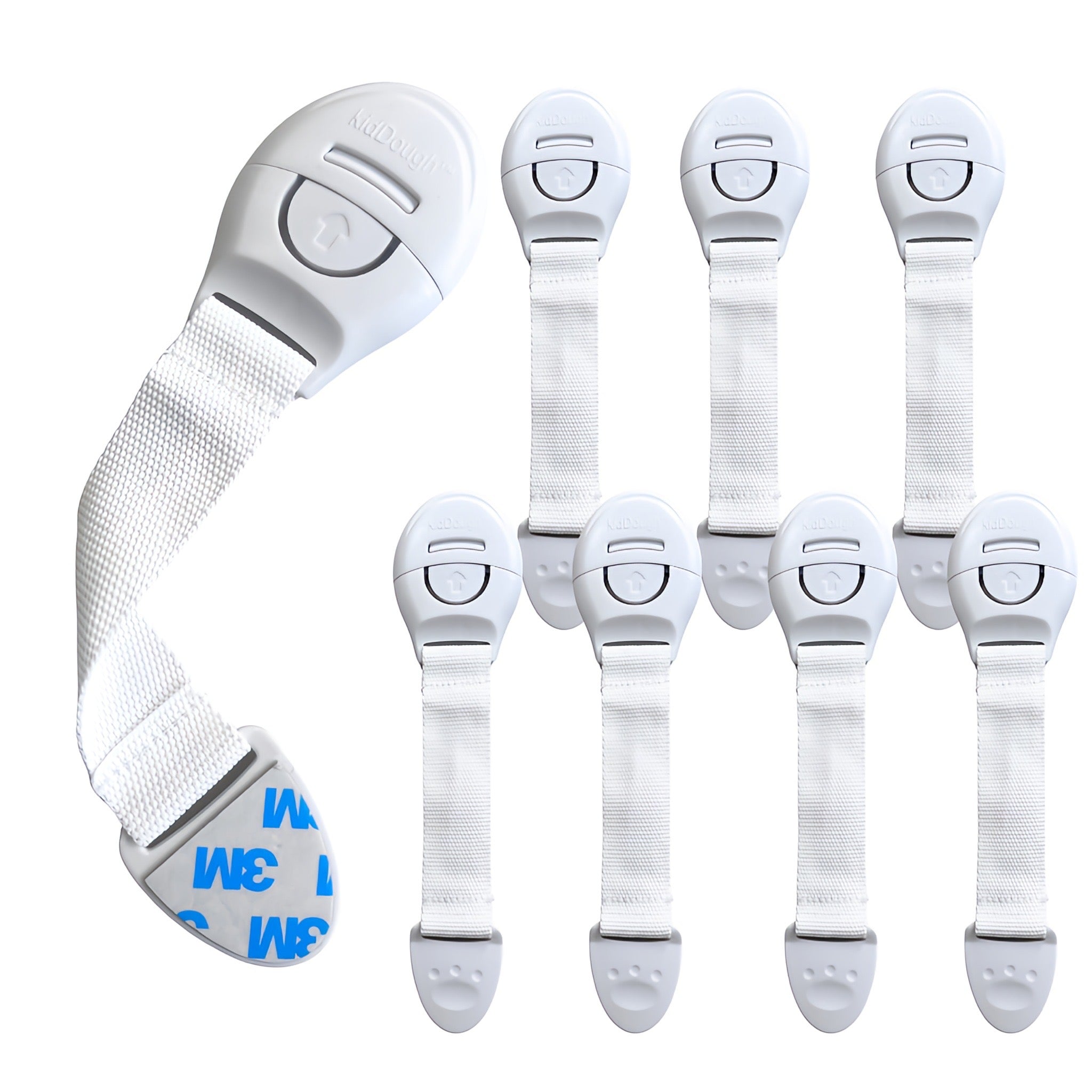 KidDough Furniture Safety Locks for Kids, Child Safety Locks for Drawers, Cabinets, Fridge, Cupboard Lock, Baby Proofing Product, Strong and Adhesive Safety Locks (White, 8 White Locks)