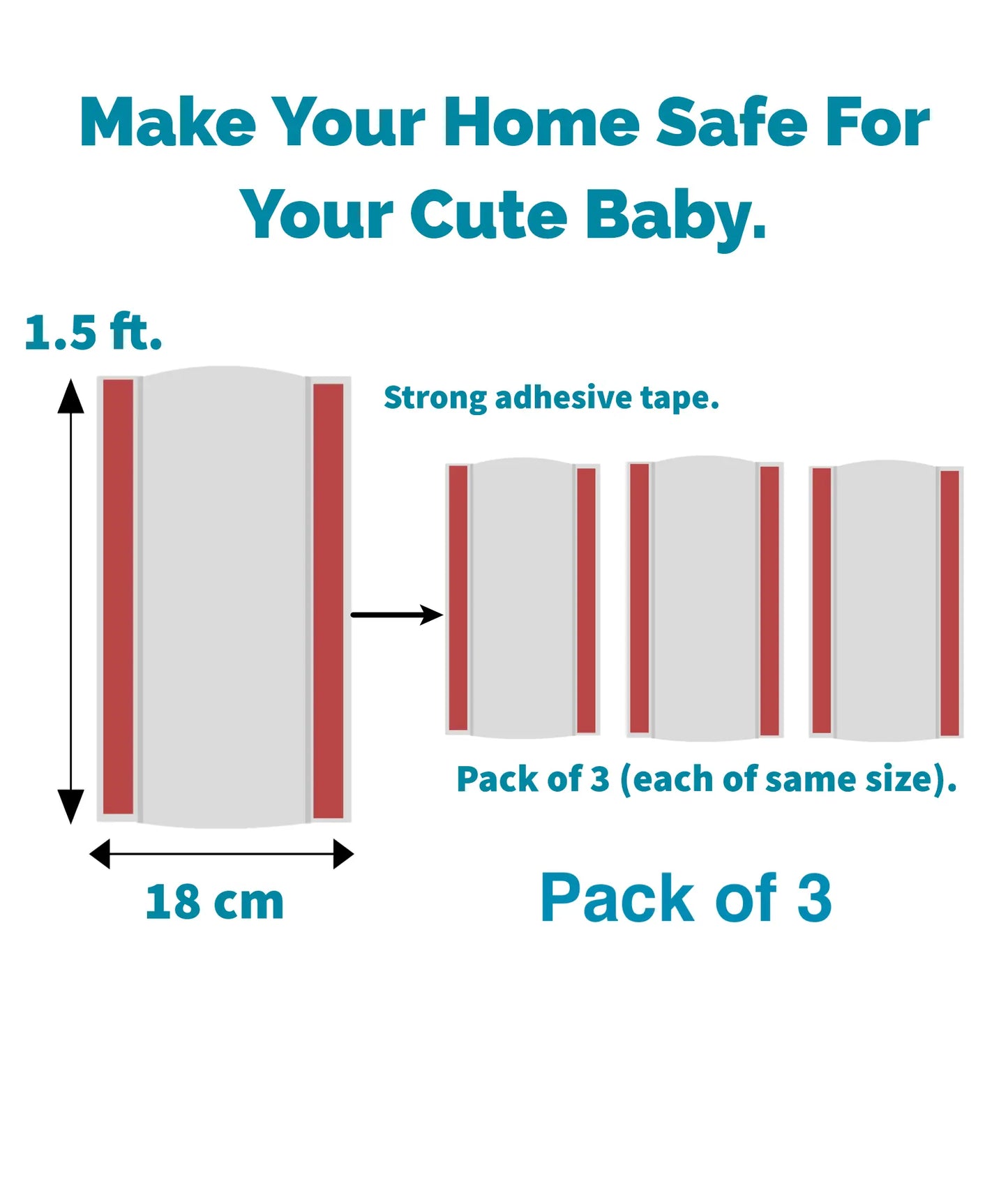 Kiddough Baby Proofing Finger Pinch Door Crack Protector - (Pack of 3, Transparent)