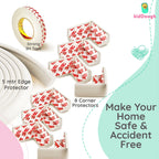 Kiddough Baby Proofing Safety Strip And Corner Guard (2 Mtrs Roll + 4 Guards, White)