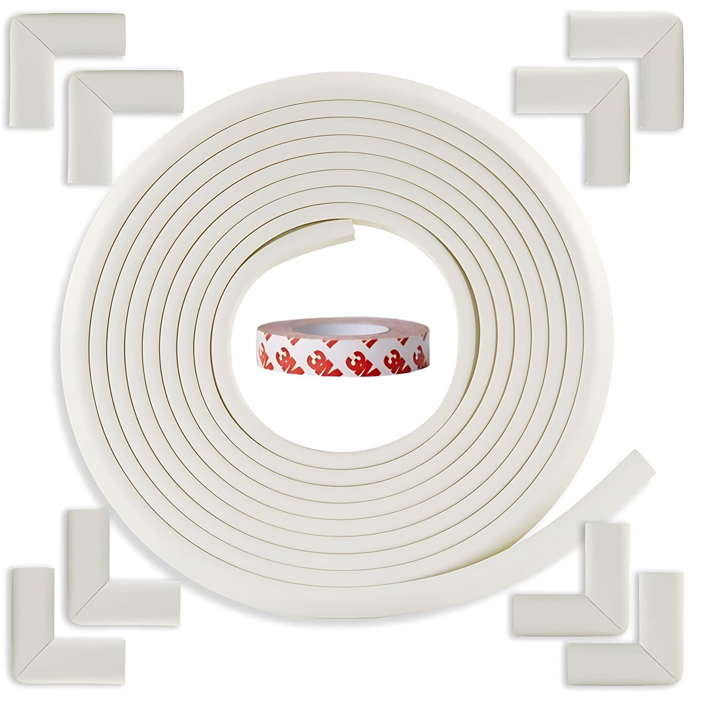 Kiddough Baby Proofing Furniture Edge And Corner Protector - 5 Mtrs Edge + 8 Corner Guards