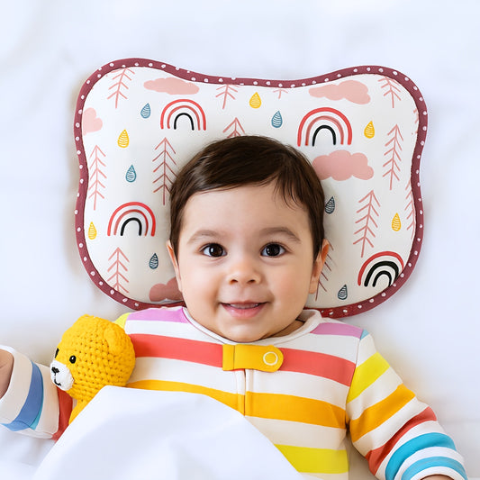 Kiddough Memory Foam Baby Pillow With Organic Cotton Head Shaping Pillow | Sleeping Pillow For Kids & Toddlers
