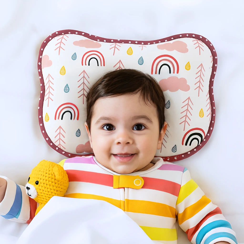 Kiddough Memory Foam Baby Pillow With Organic Cotton Head Shaping Pillow | Sleeping Pillow For Kids & Toddlers