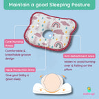 Kiddough Memory Foam Baby Pillow With Organic Cotton Head Shaping Pillow | Sleeping Pillow For Kids & Toddlers