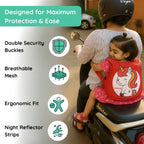Kiddough Baby Safety Belt for Kids | Two Wheeler Bike/Scooty Belt for Kids Safety, Child Harness Safety Belt with Adjustable Baby Carrier for Toddlers & Baby (Cartoon Red)