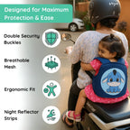 Kiddough Baby Safety Belt for Kids | Two Wheeler Bike/Scooty Belt for Kids Safety, Child Harness Safety Belt with Adjustable Baby Carrier for Toddlers & Baby (Cartoon Blue)