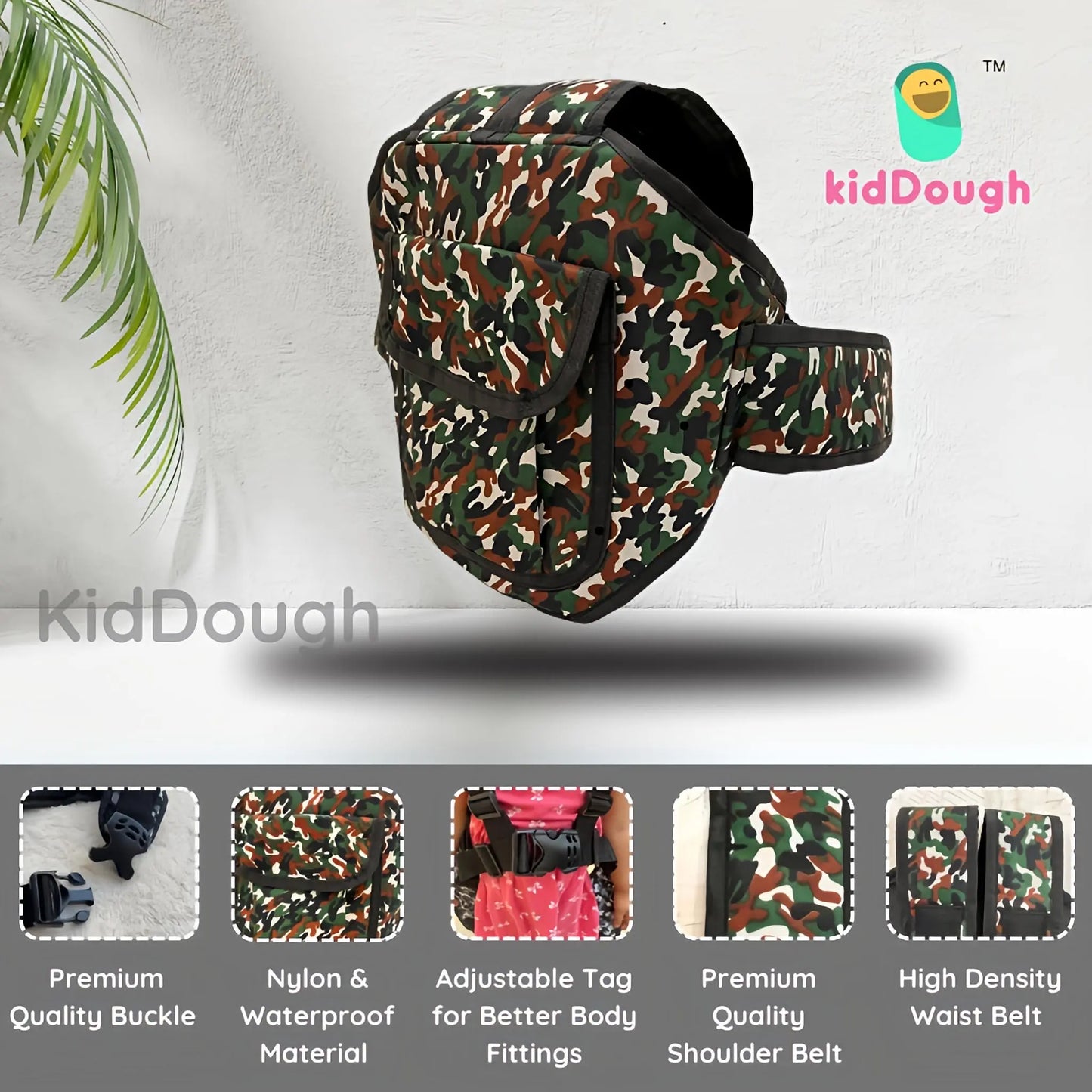 Kiddough Baby Safety Belt for Two Wheeler Bike/Scooty (Army Yellow)