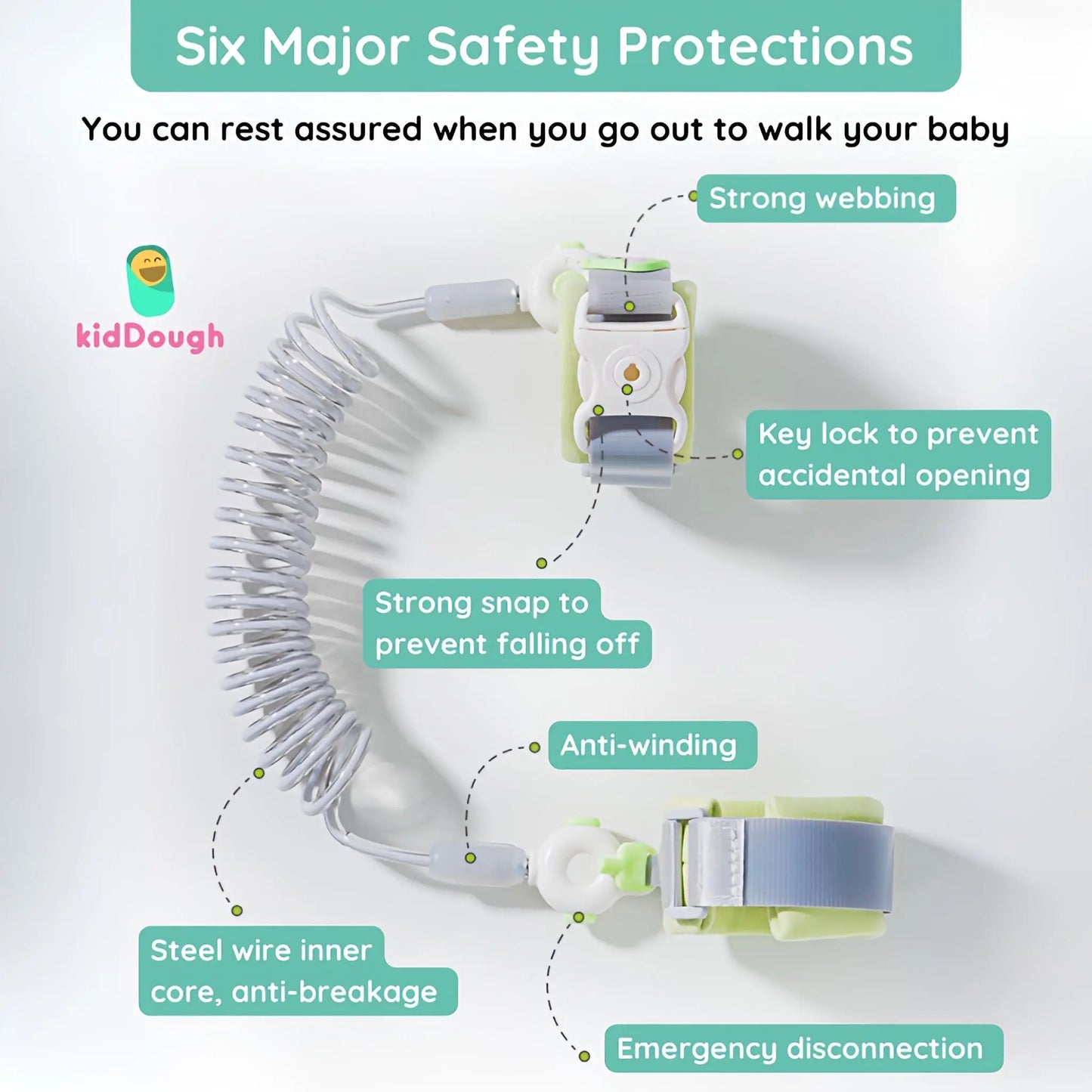 Kiddough Anti Lost Wrist Link for Kids with Key and Lock