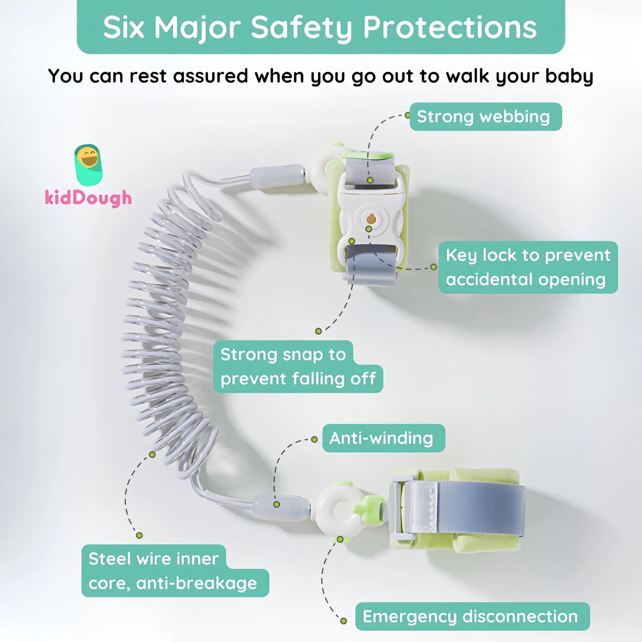 Kiddough Anti Lost Wrist Link for Kids with Key and Lock