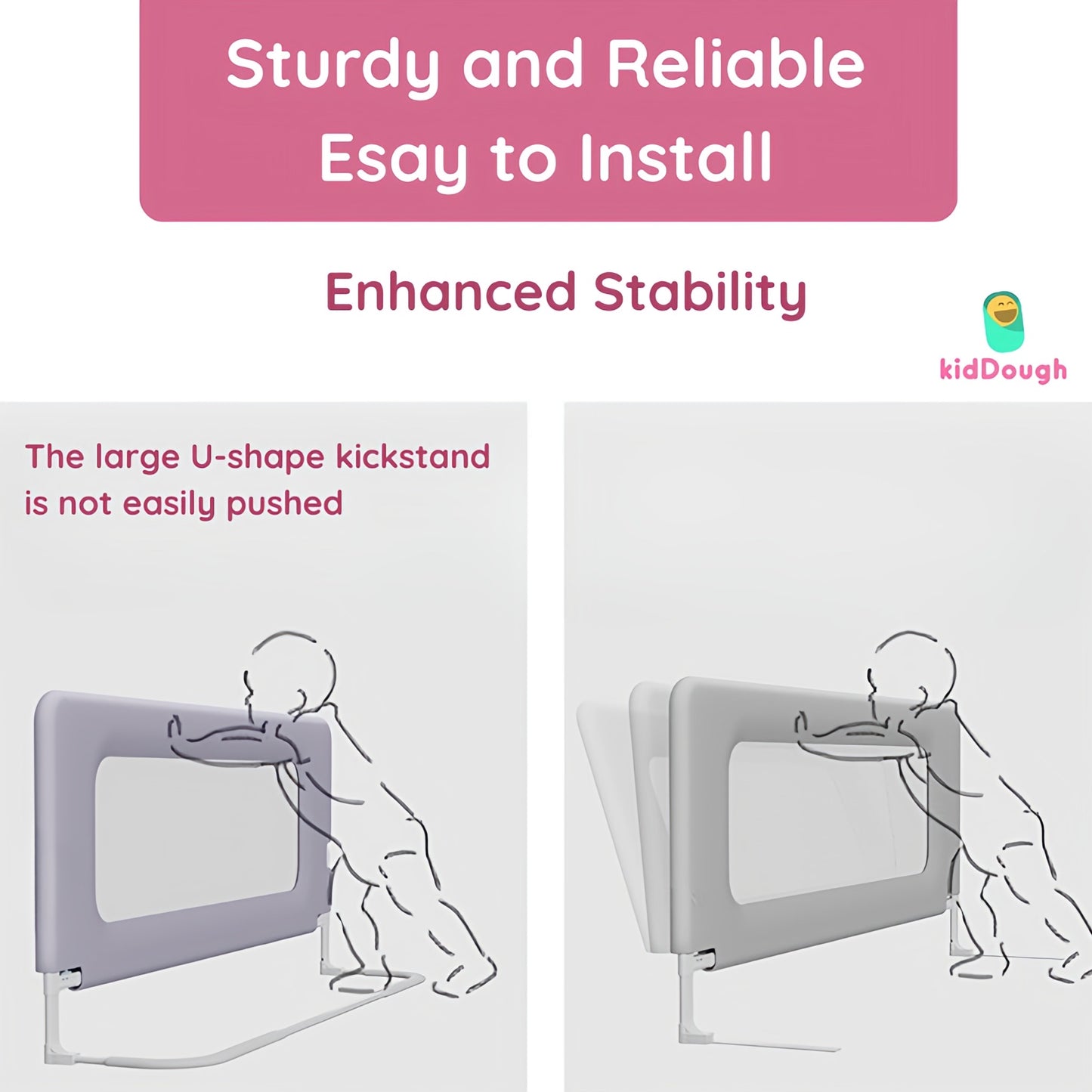 KidDough Supporting Rod, 5ft | Reinforcement Crossbar for Added Safety and Stability for Bed Rail