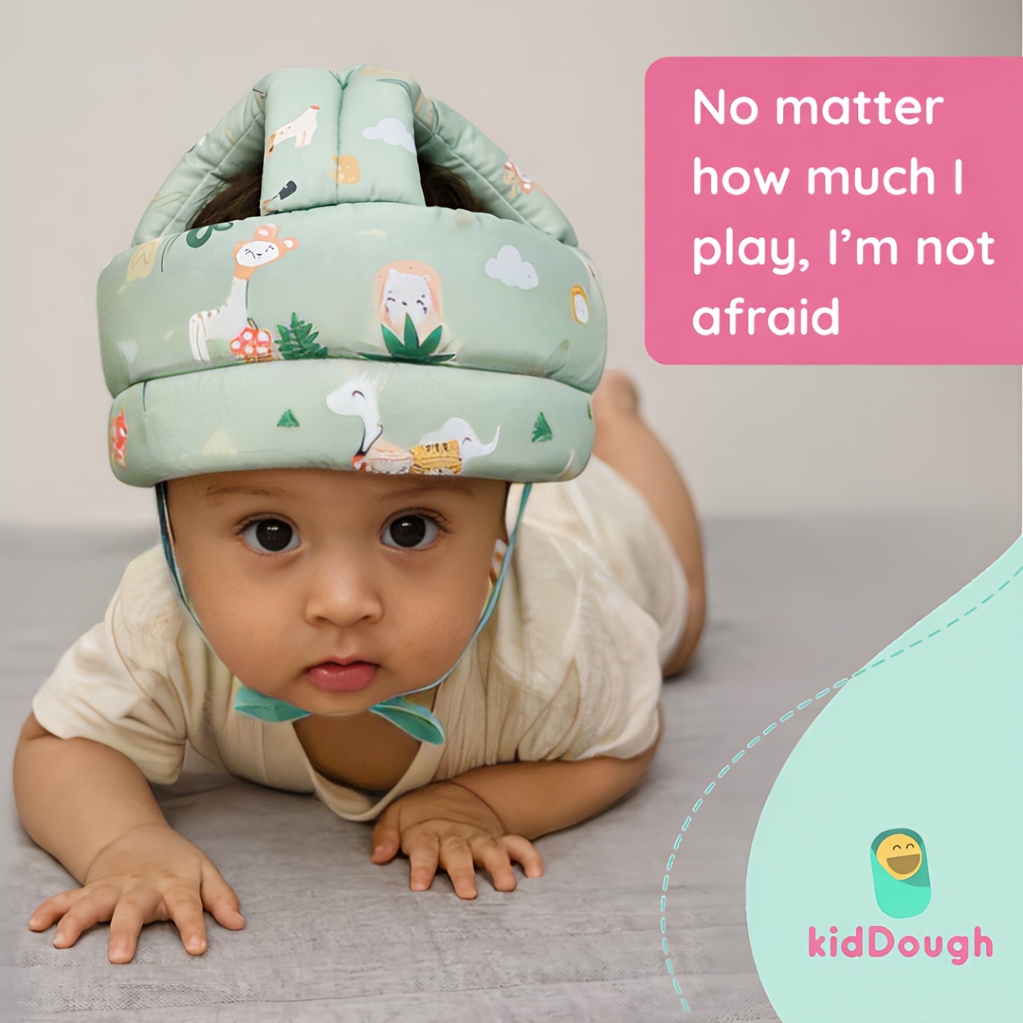 Kiddough Head Protector for Baby Safety | 6 Months-3 Years, Baby Safety Helmet | Proper Air Ventilation for Kids and Toddlers | Secure, Fit & Comfort Lightweighted Helmet (Animal Print)