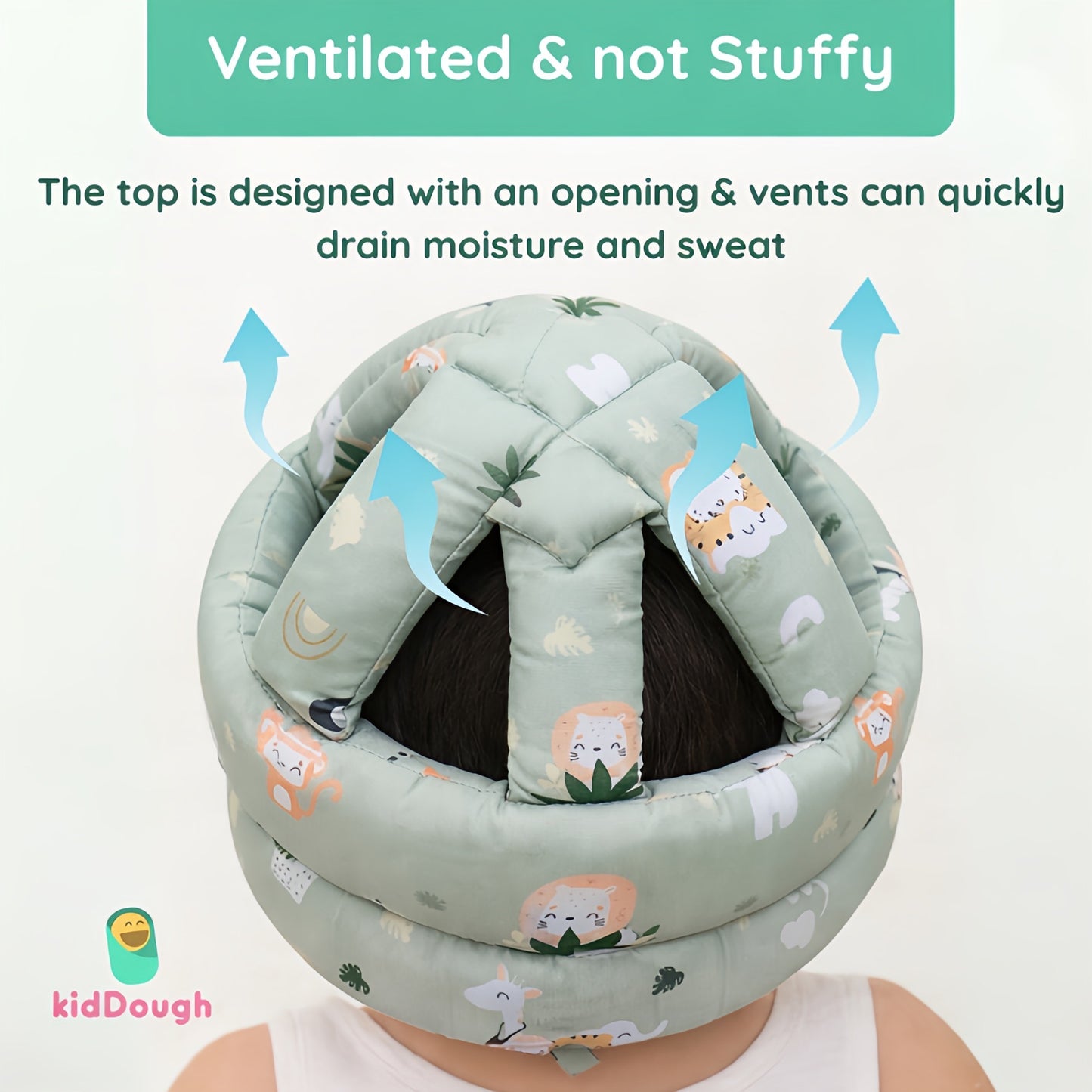 Kiddough Head Protector for Baby Safety | 6 Months-3 Years, Baby Safety Helmet | Proper Air Ventilation for Kids and Toddlers | Secure, Fit & Comfort Lightweighted Helmet (Animal Print)