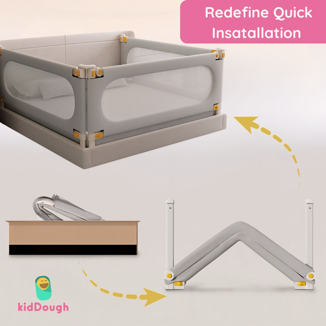 Kiddough Bed Rail for Baby Safety, No Assembly Required, Easy Installation, 6ft - 1 Side Grey