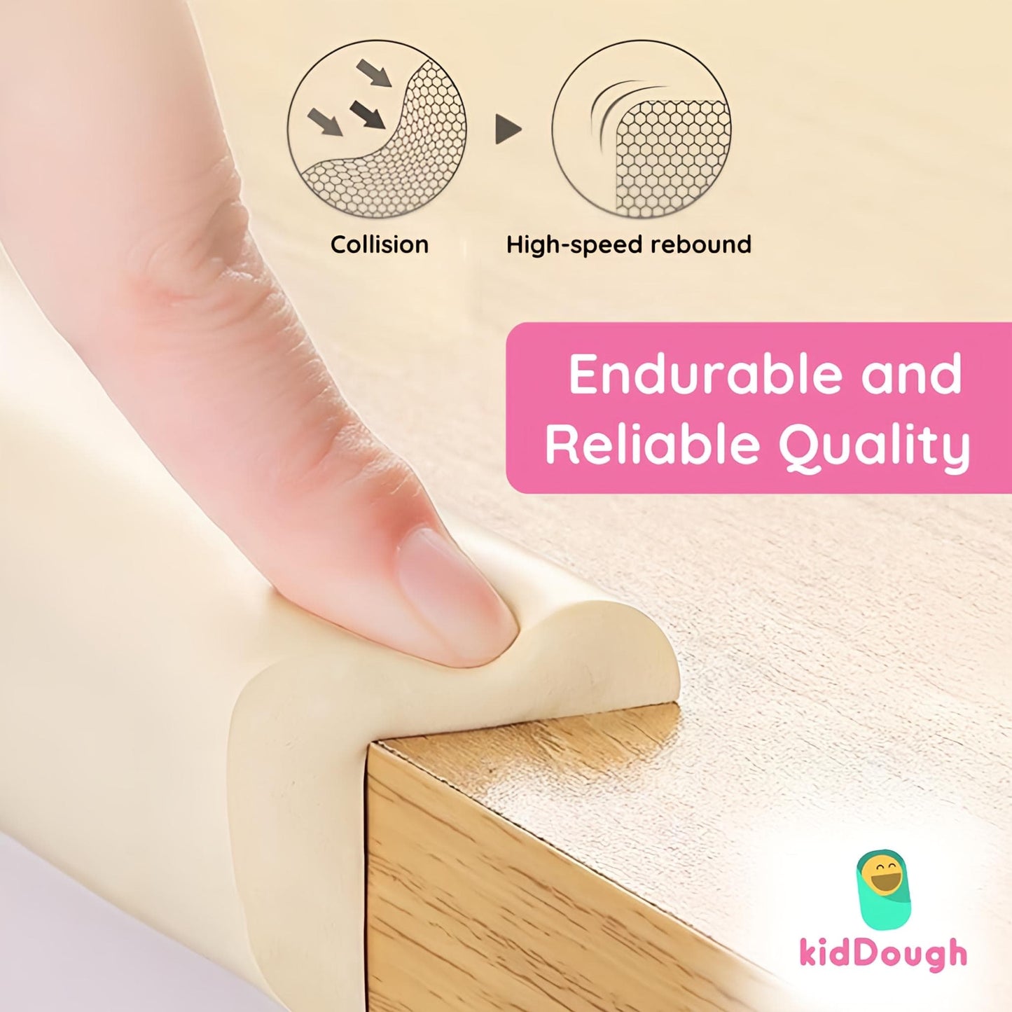 Kiddough Baby Proofing Thick Furniture Edge Protector - 5 Mtrs White Edge Guard