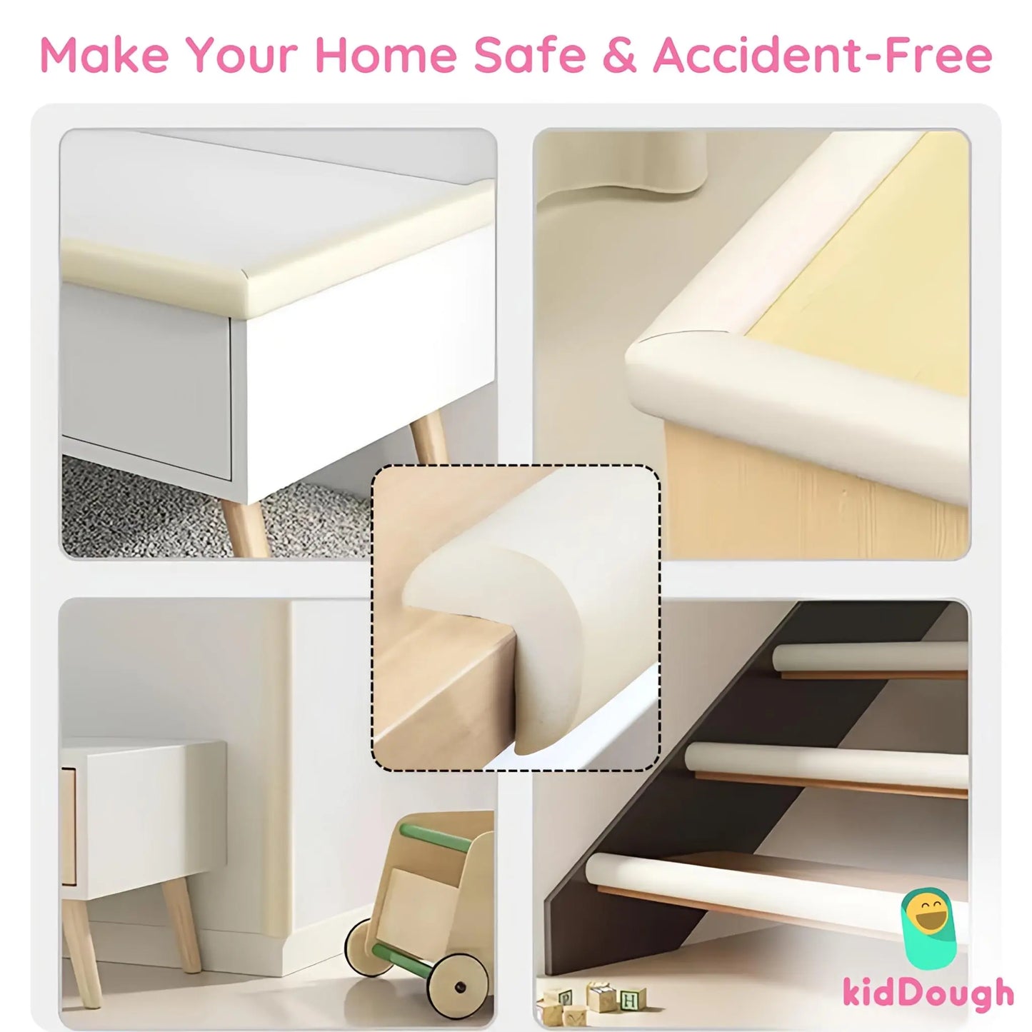 Kiddough Baby Proofing Furniture Edge And Corner Protector - 5 Mtrs Edge + 8 Corner Guards