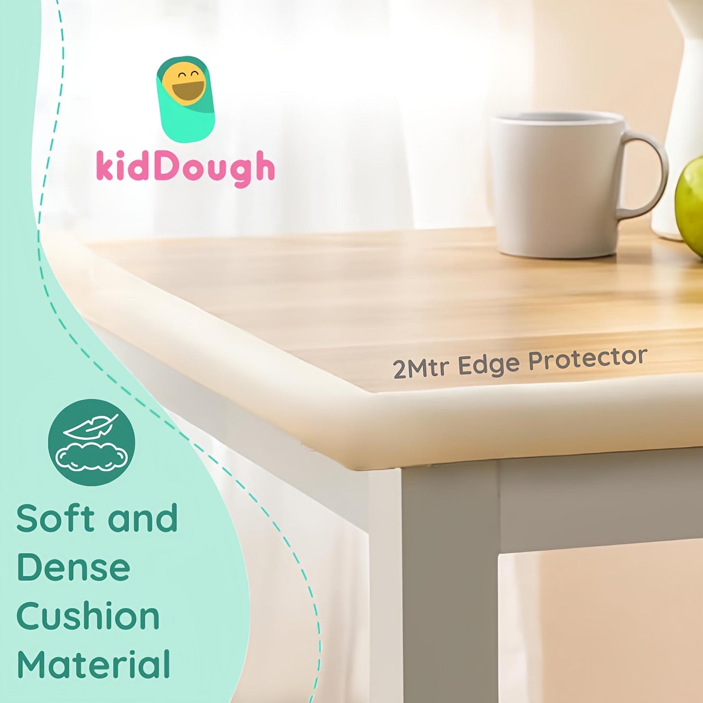 Kiddough Baby Proofing Thick Furniture Edge Protector - 5 Mtrs White Edge Guard