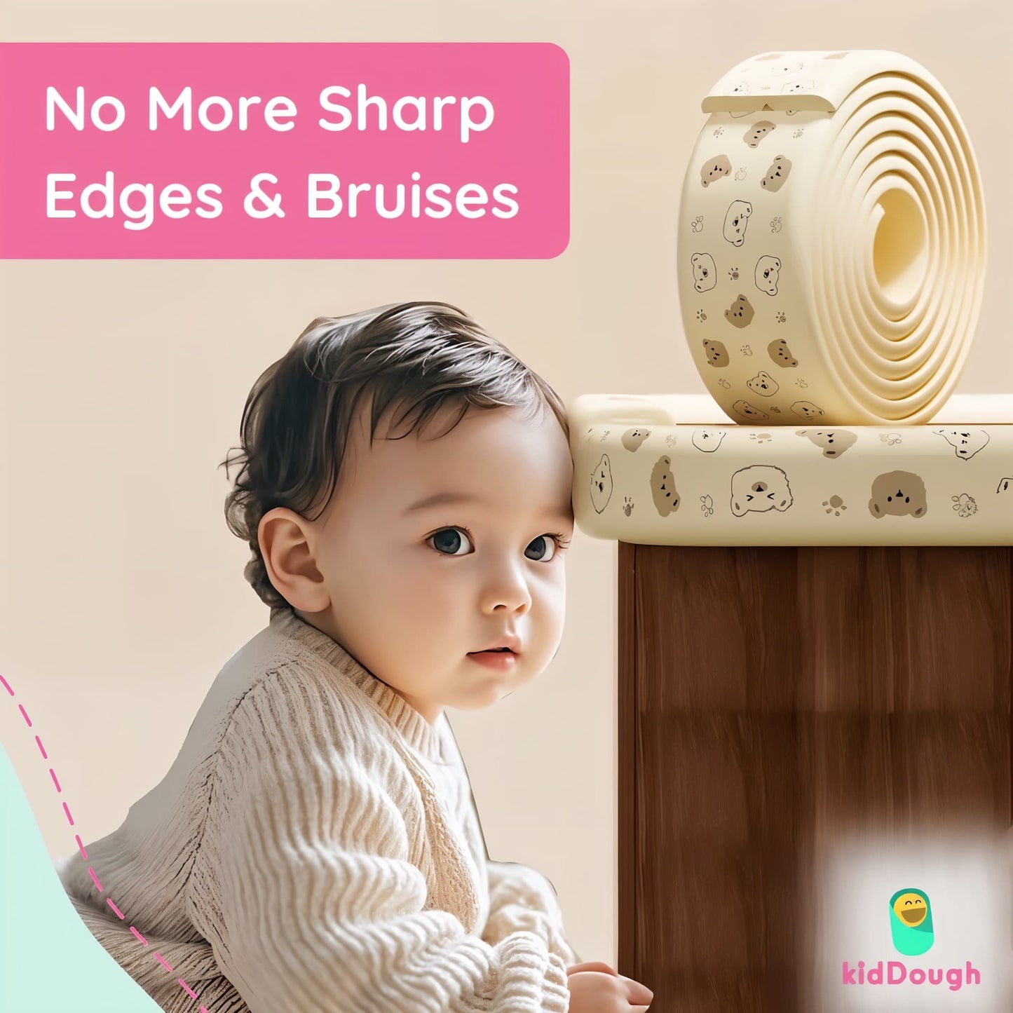 KidDough Baby Proofing Printed Flat Edge Protector - 2 Meters Safety Strip(Bear)