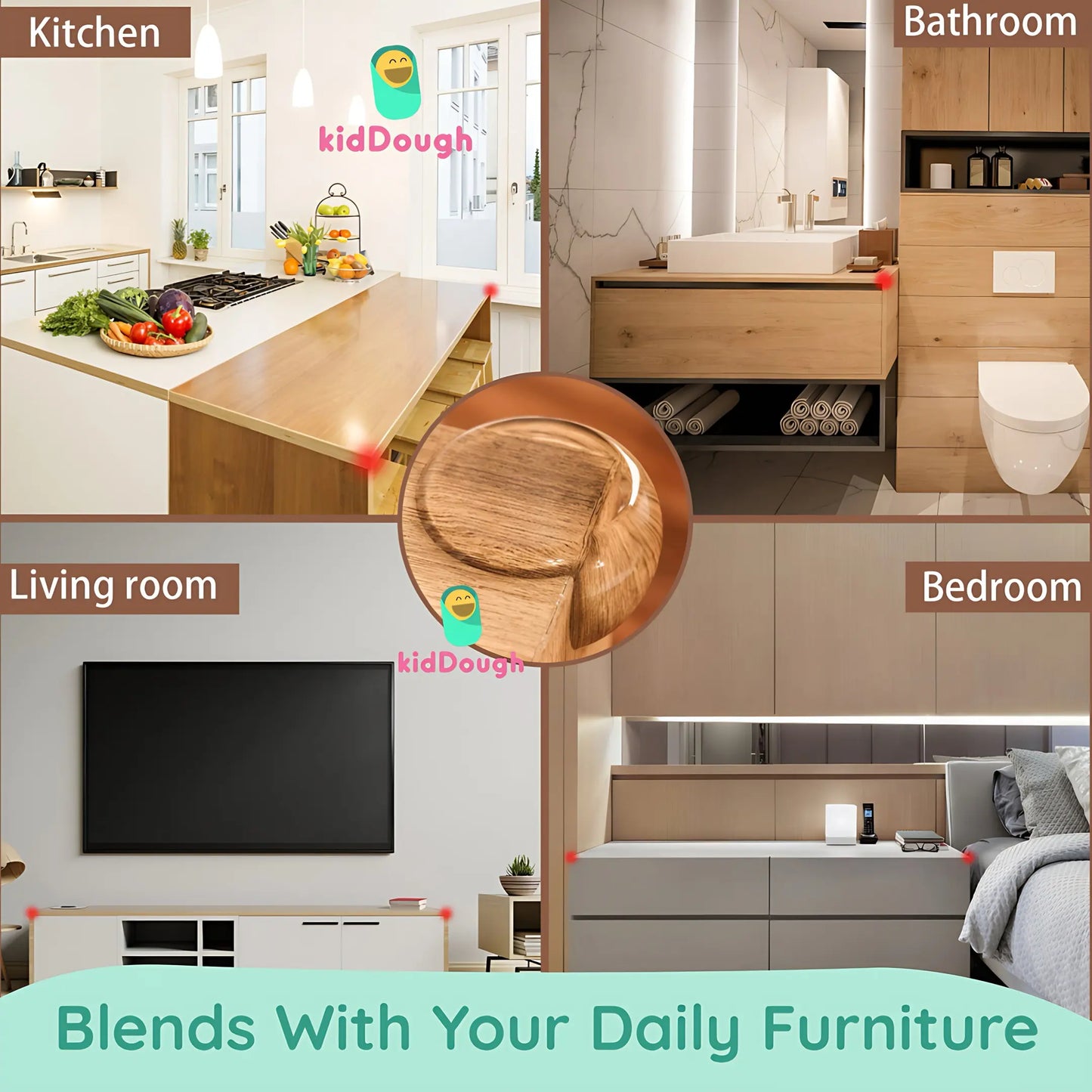 Kiddough Baby Proofing Transparent Corner Guards - Pack of 10