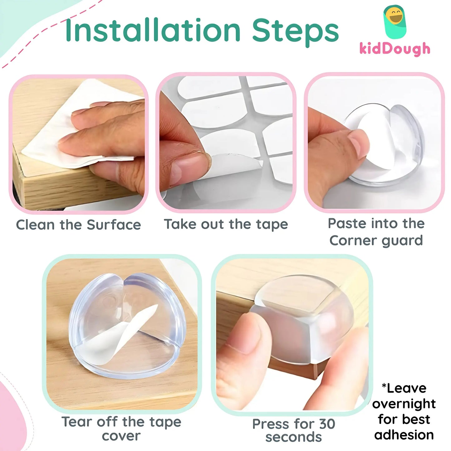 Kiddough Baby Proofing Transparent Corner Guards - Pack of 10