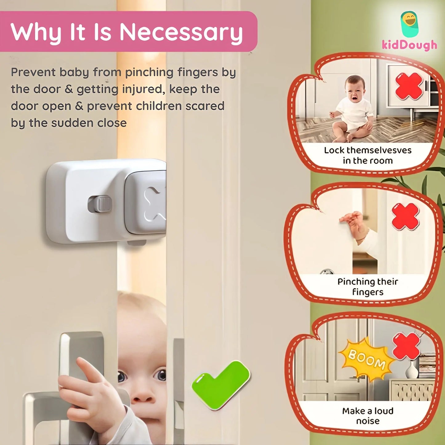KidDough Baby Finger Pinch Door Stopper, Double Safety Lock-(1 Piece)