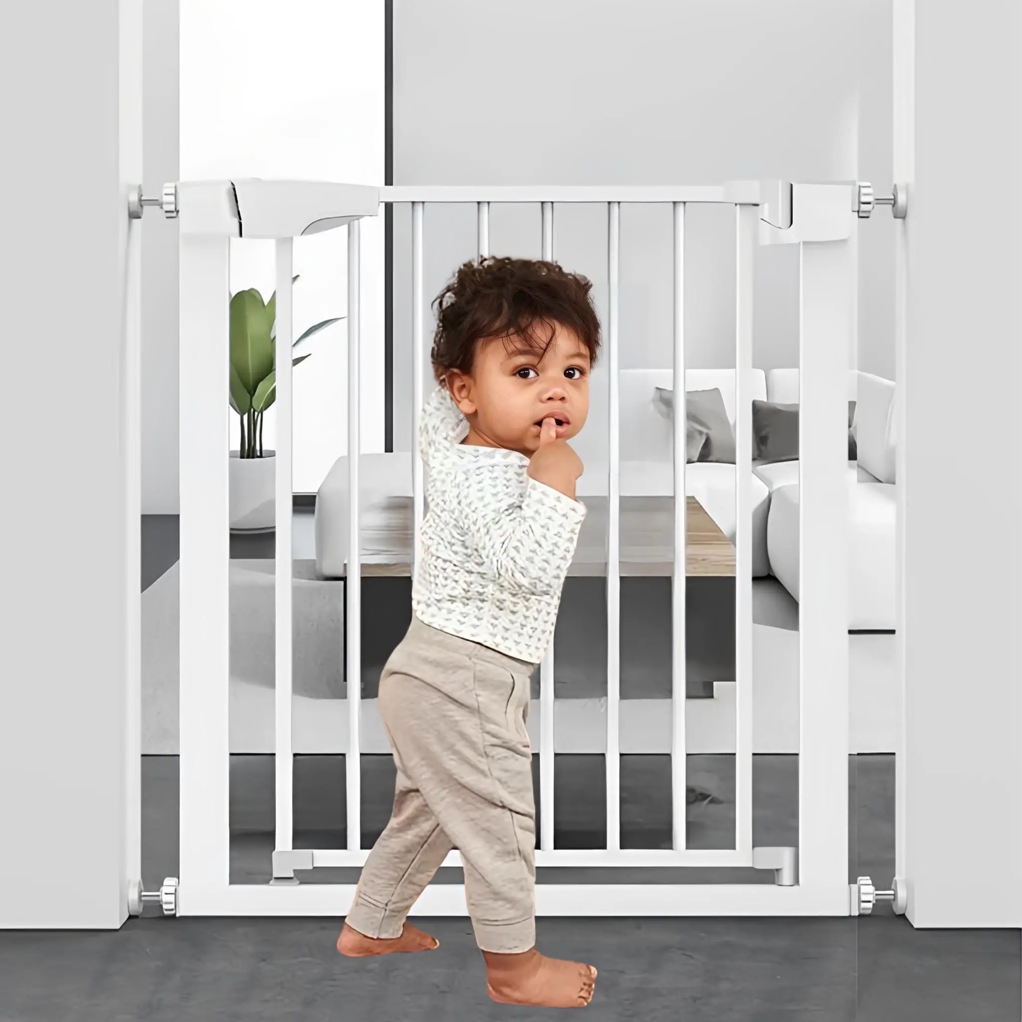 Kiddough Baby Safety Gate - (110-117cms Adjustable Width Coverage) Main image