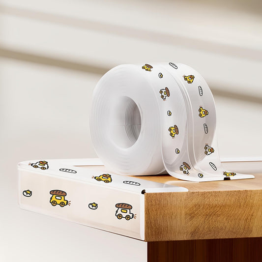 KidDough Baby Proofing Edge Protector, Transparent with Car Print, 2 Metres