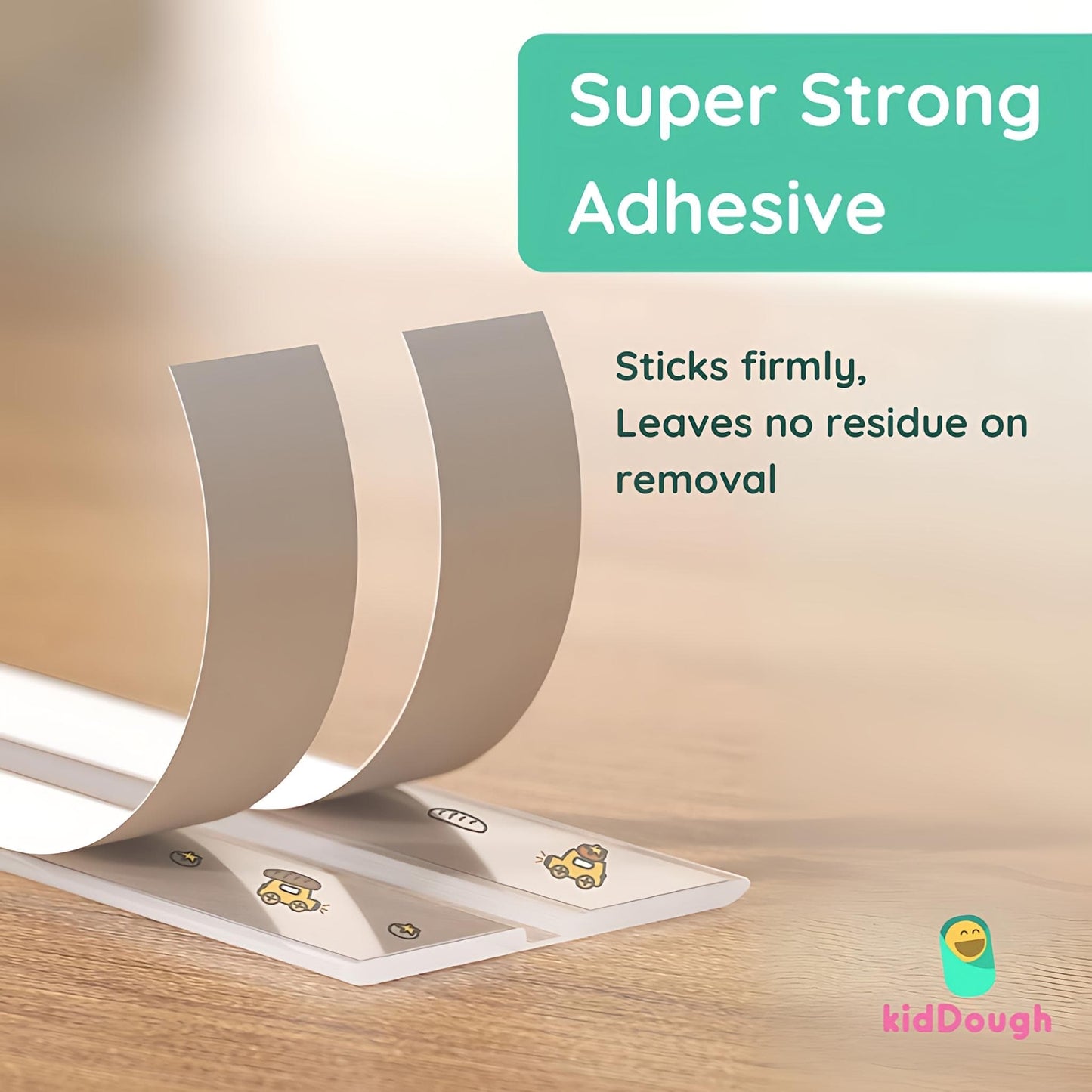 KidDough Baby Proofing Edge Protector, Transparent with Car Print, 2 Metres