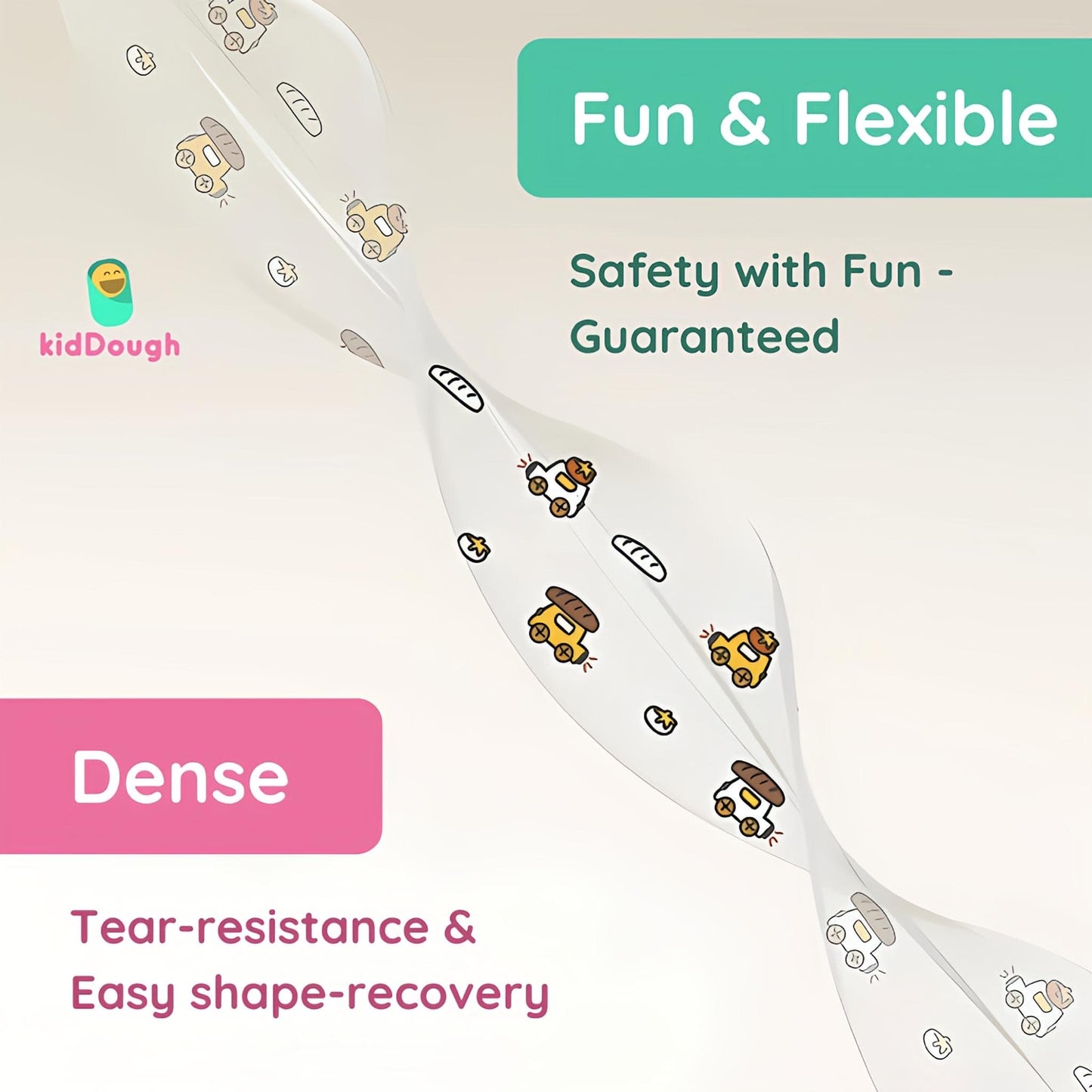 KidDough Baby Proofing Edge Protector, Transparent with Car Print, 2 Metres