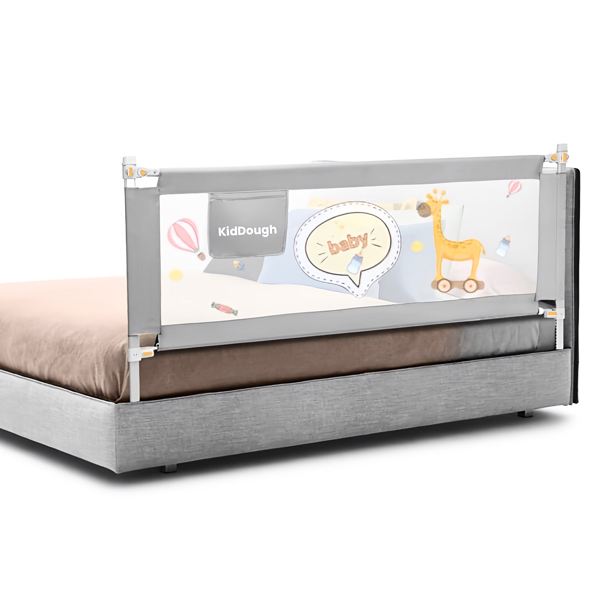 Kiddough Bed Railing for Baby Safety (5ft, One Side, Grey)