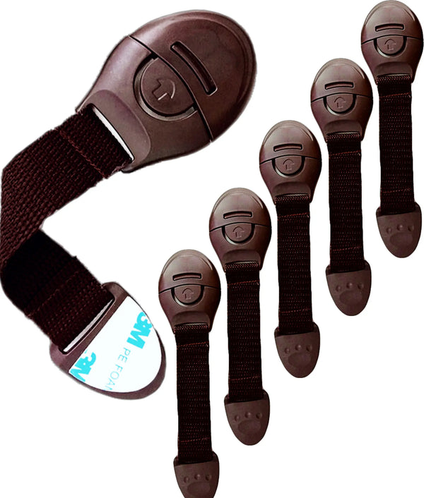 Kiddough Furniture Safety Locks for Kids - Pack of 6, Brown