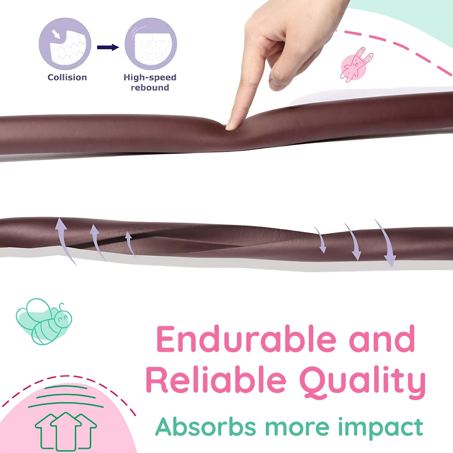 Kiddough Baby Proofing Safety Strip And Corner Guard (2 Mtrs Roll + 4 Guards, Brown)