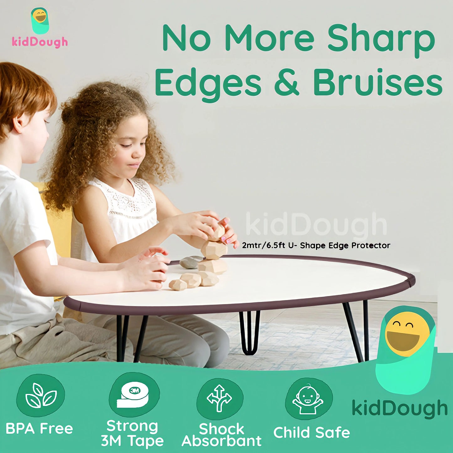Kiddough Baby Proofing U-Shape Safety Strip - 2 Meters, Brown