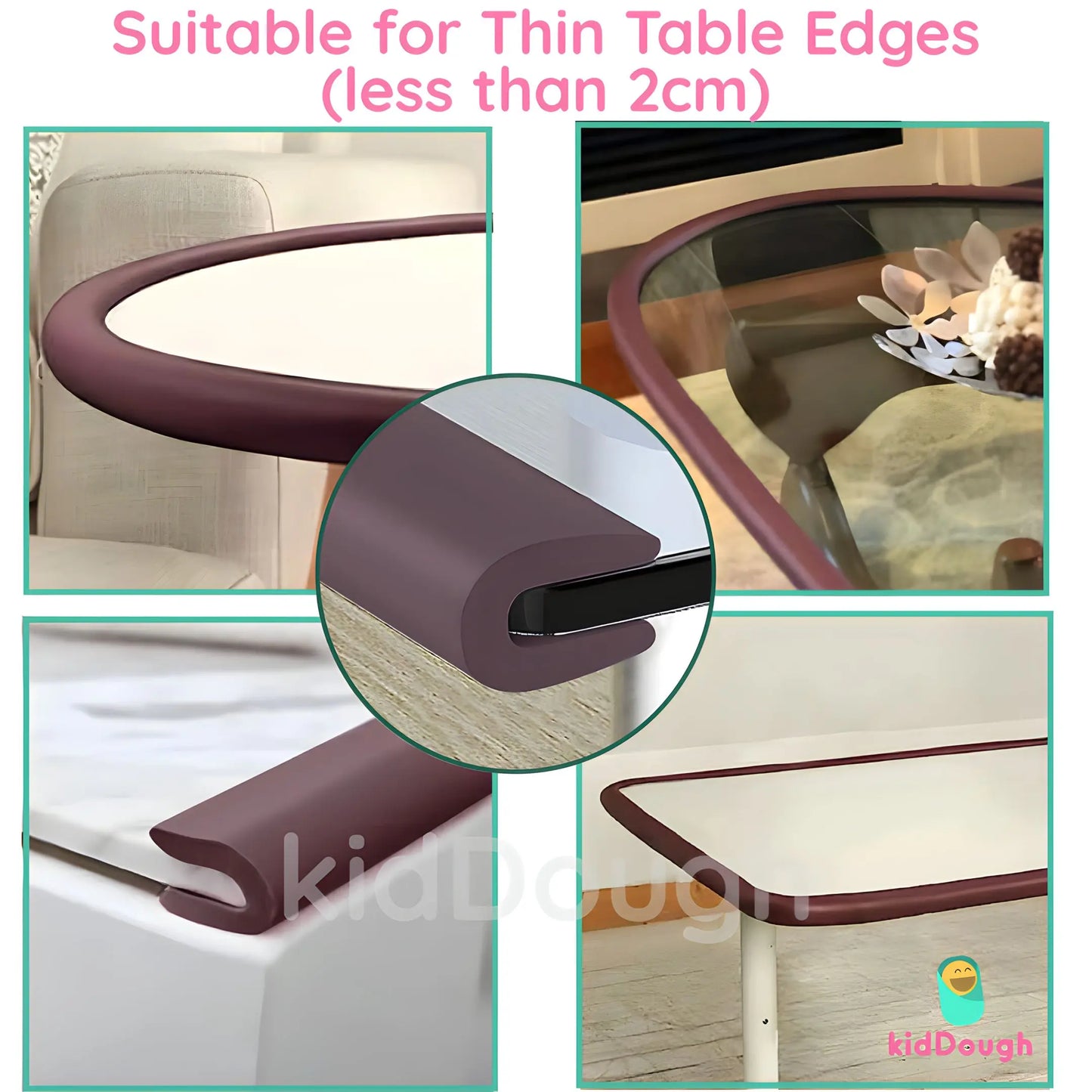 Kiddough Baby Proofing U-Shape Safety Strip - 2 Meters, Brown