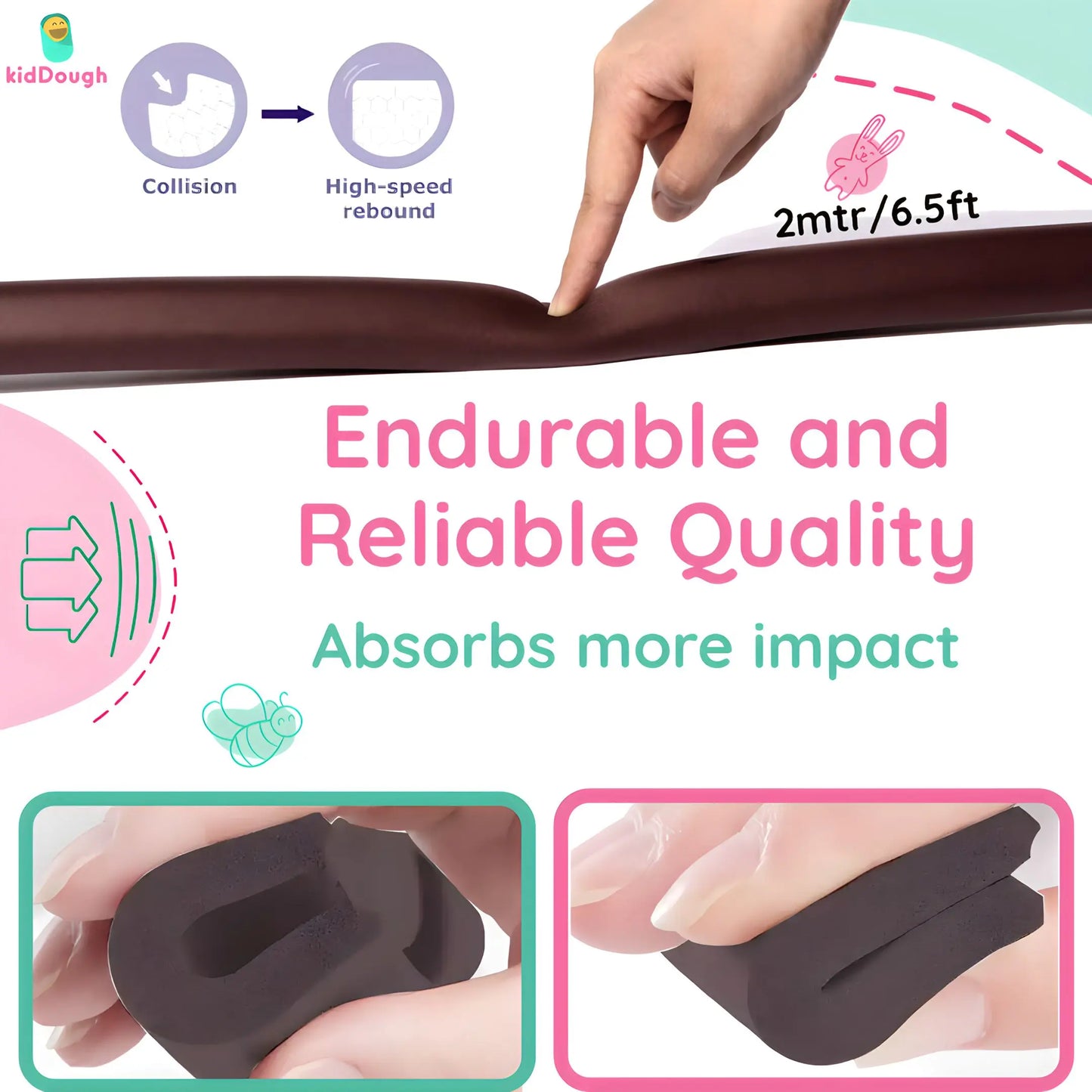 Kiddough Baby Proofing U-Shape Safety Strip - 2 Meters, Brown