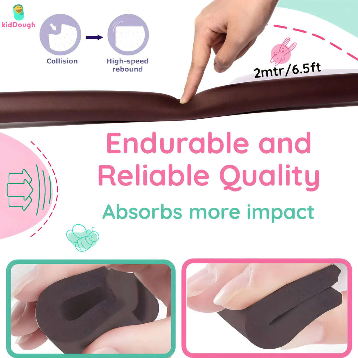 Kiddough Baby Proofing U-Shape Safety Strip - 2 Meters, Brown